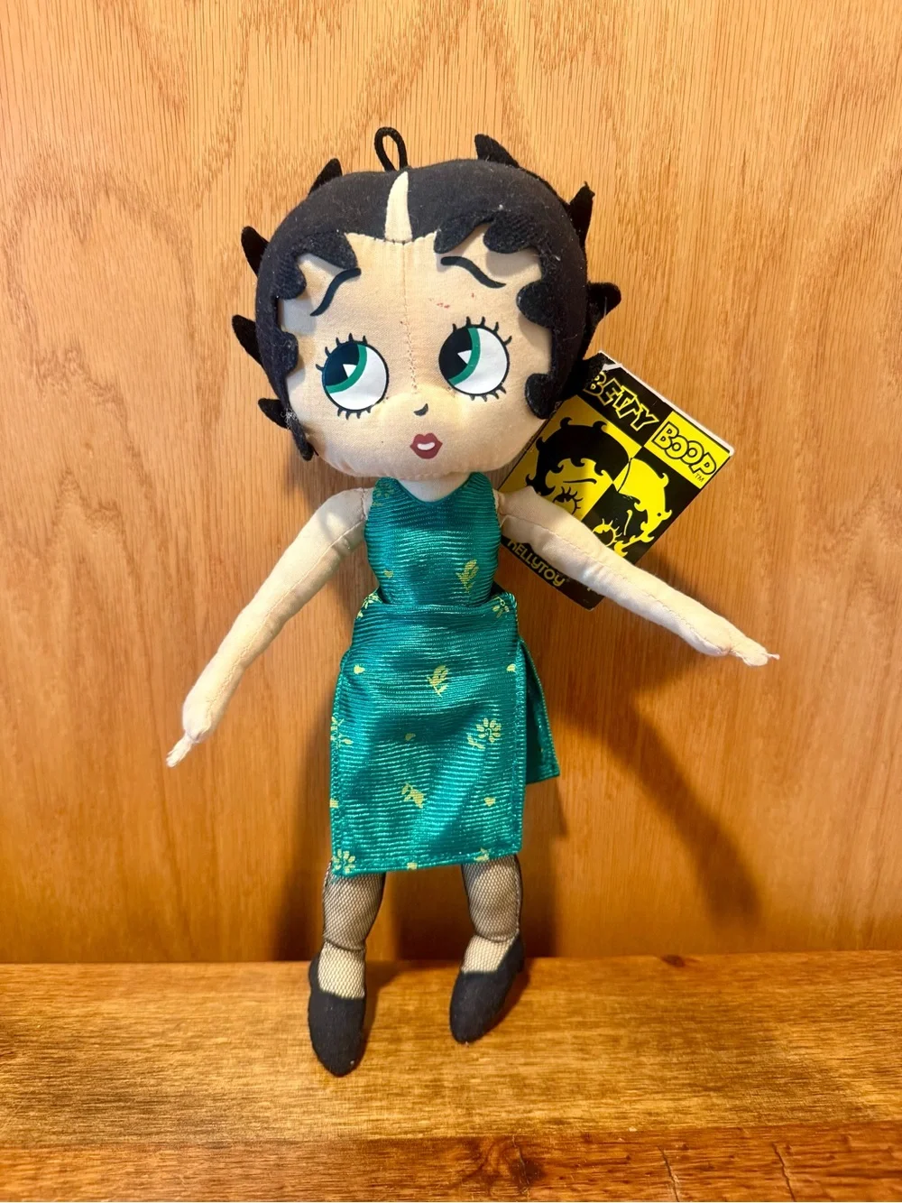11” Vintage Betty Boop Plush Stuffed Doll Green Dress With Tags